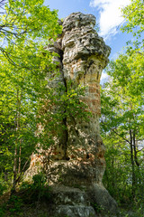 Fototapeta premium Chimney Rock in Hastings Minnesota is a 30-foot-tall sandstone rock pillar located in Dakota County
