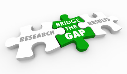 Research Results Bridge the Gap Puzzle Pieces Words 3d Illustration