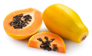 Fresh papaya on white background