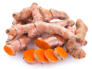 Turmeric on white background