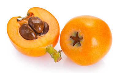 Loquat fruit on white background