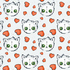 Seamless doodle pattern with cute animal elements