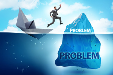 Businessman in problem concept with iceberg