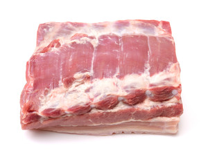 Pork belly on white background