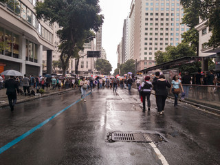 manifestation in the avenue rio branco, rio de janeiro, brazil