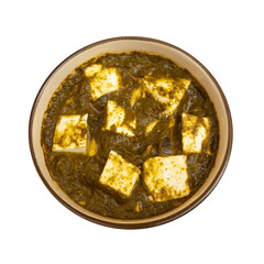 Palak Paneer made up of spinach and cottage cheese.
