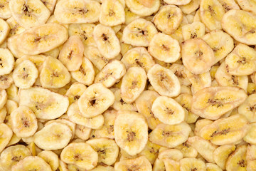 Sliced dried banana background
