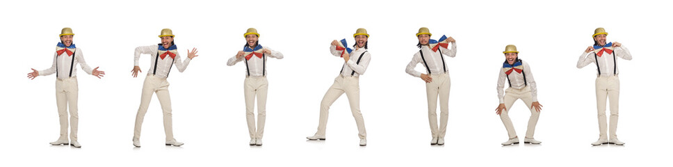 Man in funny concept isolated on white