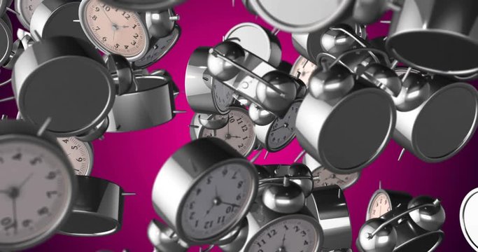 silver alarm clock falling slow motion