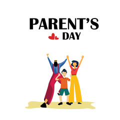 Happy Parents Day Greeting Card Vintage Vector Template Design Background Illustration