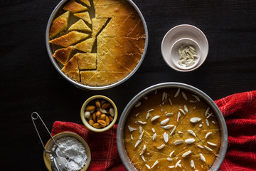 Flatlay Of Arab Cakes With Almonds And Coconuts
