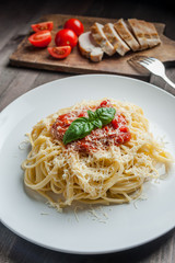 Italian spaghetti pasta with sauce