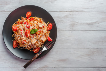 Italian spaghetti pasta with sauce