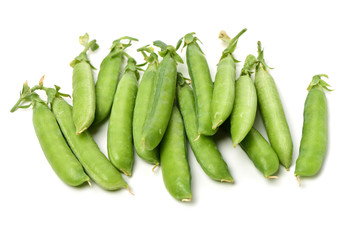 Fresh peas isolated on white background 