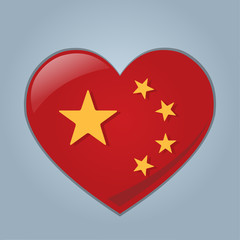 heart with chinese flag inside vector symbol illustration