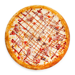 Itanian pizza isolated top view