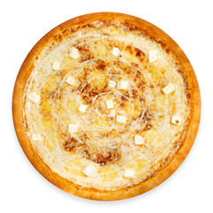 Itanian pizza isolated top view