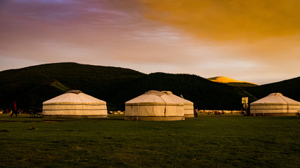 Mongolian Sunset over Ger