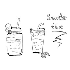 Smothie time, sketch, vector illustration
