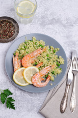 Couscous with vegetables and shrimp