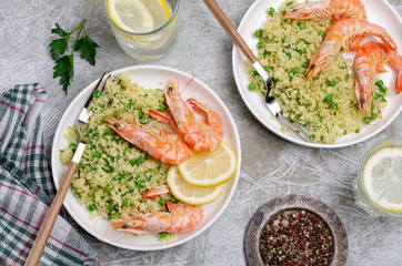 Couscous with vegetables and shrimp