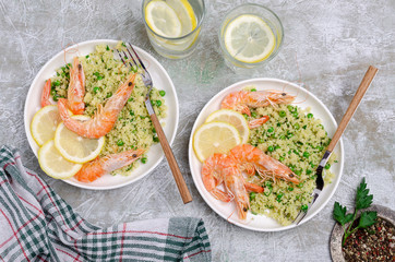 Couscous with vegetables and shrimp