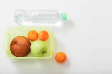  school lunch box on white background