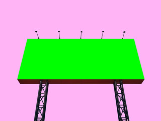 Fototapeta premium Billboard, Large blank billboard with empty screen on isolated pink background, Copy space banner ready for your advertisement design.