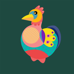 Vector Illustration Colorful Birds and Chicken in Flat Colors. Illustration can Use for Logo, pattern, background, print, fabric, website, landing page and decoration.