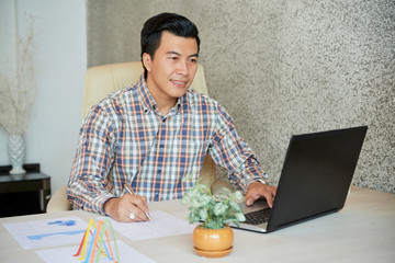 Businessman working with reports