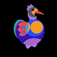 Vector Illustration Colorful Birds and Chicken in Flat Colors. Illustration can Use for Logo, pattern, background, print, fabric, website, landing page and decoration.