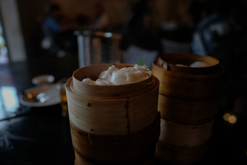 Dimsum for lunch with black background