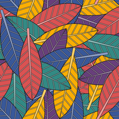 Colorful leaves. Abstract vector illustration. Seamless pattern for design or print.