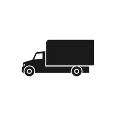 Truck icon illustration. Lorry, delivery truck in flat style. Delivery van, service concept.