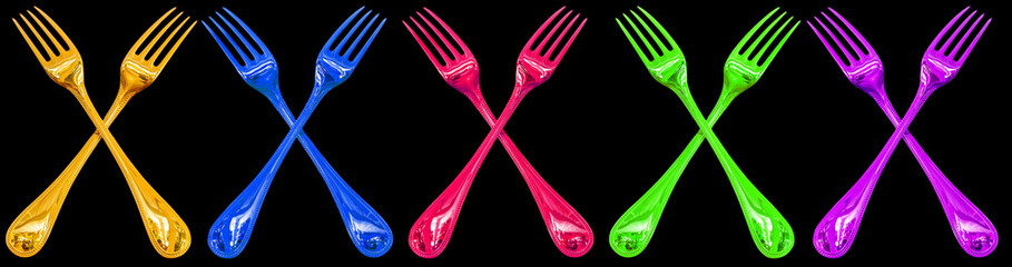 Fourchettes couleurs entrecroisées 