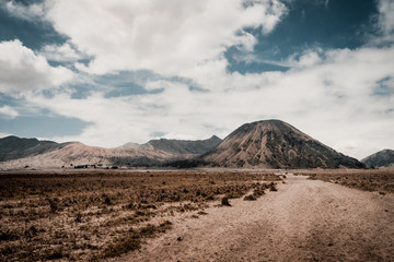 Volcano Bromo and volcano Batok. Road