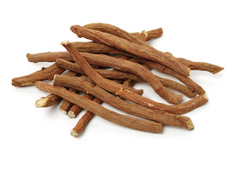 Red Sage Root（Salvia miltiorrhiza Bge）on white background