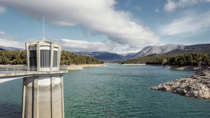 Naklejka premium Relaxing landscape of Lake La Bolera en Andalucia Spain