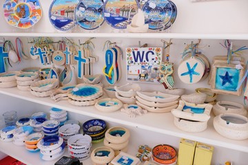Mykonos Island - April 1: Souvenir shop at Mykonos Island landmarks of Greece on April 1,2018