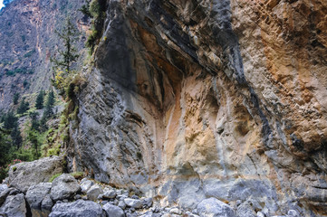 Rocks in Samaria Gorge National Park of Greece on Crete island, Greece