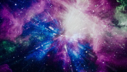 Nebula night starry sky in rainbow colors. Multicolor outer space. Elements of this image furnished...