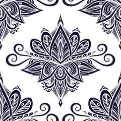 Seamless pattern in Arabic Indian Asian Ethnic style  black on white r for wallpaper or for package and for decoration other things