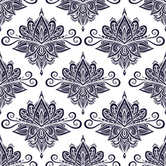 Seamless pattern in Arabic Indian Asian Ethnic style  black on white r for wallpaper or for package and for decoration other things