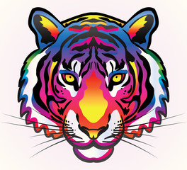 Tiger head in gradient color illustration