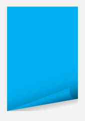 blue a4 paper blank curl corner template isolated on grey background, sticker sheet of paper curl blue a4 paper template frame element for graphic design card advertising and a4 banner promotional