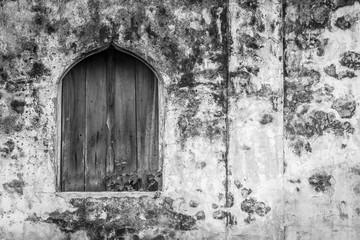 Old wooden window on historic buildings