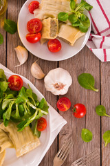 Maultaschen - swabian filled pasta ( ravioli ).