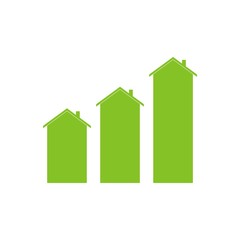 Houses moving up, arrow