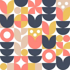 Peel and stick wallpaper Pastel Abstract scandinavian flower background. Modern geometric illustration in retro nordic style.