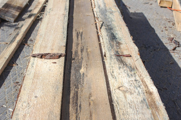 Sawn old wood boards